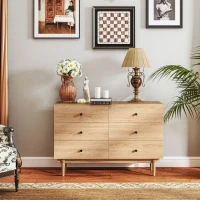 HOMCOM Cômoda 6 gavetas móvel de arrumação pés em madeira maciça 120 x 40 x 80 cm cor madeira(m-4)