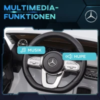 HOMCOM Elektro Kinderauto, lizenzierter Mercedes-Benz EQA, 3-8 km/h, Musik, Scheinwerfer, Hupe, Fernsteuerung, weiß(m-7)