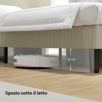 HOMCOM Struttura Letto 140x200 cm con Testiera Imbottita Regolabile in Altezza e Doghe, Velluto a Coste, Grigio(m-7)