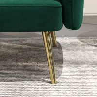 HOMCOM Sofá-cama 2 lugares clic-clac em tecido veludo com encosto regulável, verde escuro(m-5)