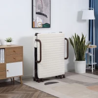 HOMCOM Folding Bed with Mattress, Single Guest Bed, Portable Fold Bed with Adjustable Backrest, Metal Frame on Wheels, White, 190 x 76 cm(m-16)