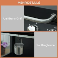 Outsunny Churrasqueira a Gás com 3 Queimadores, Carrinho de Grelha Móvel em Preto, Perfeita para Festas de Churrasco(m-4)