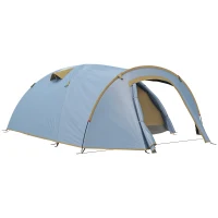 Outsunny Tenda de campismo para 4 pessoas, tenda em túnel impermeável com 2 portas, gancho, bolsa de transporte 3,45 x 2,4 x 1,3 m Azul claro(m-7)
