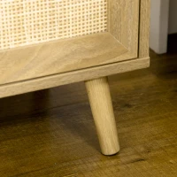 HOMCOM Mesita de Noche con Puerta de Rejilla Mesita Auxiliar para Dormitorio Salón Cama 39x35x60 cm Madera Natural(m-10)