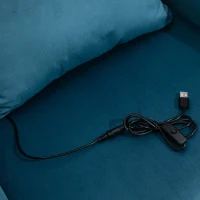 HOMCOM Cadeira de escritório veludo poltrona massagem almofada lombar integrada altura regulável giratória 360° azul(m-5)