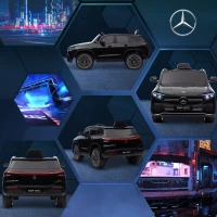 HOMCOM Elektro Kinderauto, lizenzierter Mercedes-Benz EQA, 3-8 km/h, Musik, Scheinwerfer, Hupe, Fernsteuerung, schwarz(m-9)