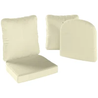 Outsunny Conjunto de 2 almofadas de assento com encosto, almofada de assento e encosto para exterior e interior, creme(m-1)