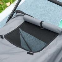 PawHut Carrinho para Cães, dobrável, toldo rebatível, almofada, estrutura em aço, Cinza/Preto(m-4)