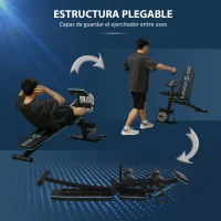HOMCOM Banco de Musculación Plegable con Respaldo Regulable Extensión de Pierna Cojín de Predicador Banda 160x54x106 cm Negro(m-5)