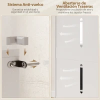 HOMCOM Zapatero Entrada Recibidor con 2 Puertas con Cierre Suave y Estantes Ajustables para 20 Pares de Zapatos Blanco Brillo(m-7)