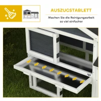 PawHut Kleintierstall mit Freilauf, Tannenholz, 147 x 54 x 84 cm, Grau(m-6)