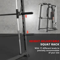 SPORTNOW 3-in-1 Gym Station with 17-level Squat Rack Dual Cable Pulley System Home Strength Training, Black(m-6)