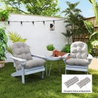 Outsunny Lot de 2 coussin de siège pour chaise Adirondack avec attaches sécurisées, design capitonné doux et épais, gris clair(m-10)
