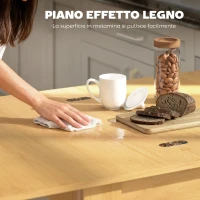 HOMCOM Tavolo da Pranzo Allungabile per 4-6 Persone in Legno e Acciaio, 140x80x77.5 cm, Color Legno(m-6)