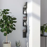 HOMCOM Étagère d'angle Murale à 5 Niveaux Hauteur 120 cm Forme de Zigzag en Bois Noire(m-10)