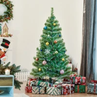 HOMCOM Arbre de Noël artificiel scène de neige Ø 75 x 150H cm 416 Réplique d'une branche d'épine Nordmann Grand Réalisme(m-10)