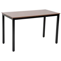 HOMCOM Table Bureau Informatique Table de Salle à Manger Grand Plateau 120L x 60l x 74H cm Panneaux Particules Noyer métal Noir(m-12)