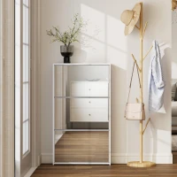 HOMCOM Zapatero Entrada Recibidor con 3 Puertas con Espejo Zapatero Estrecho para 9 Pares de Zapatos 65x17x114,5 cm Blanco(m-8)