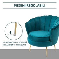 Homcom Fotoliu Retro Catifea Albastru Petrol – Compact & Elegant(m-5)