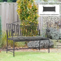 Outsunny Coussin d'assise pour banc de jardin rembourrage épais 100 x 40 x 10 cm, gris foncé(m-10)