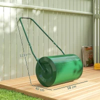 Rola de Gazon Outsunny 63L, cu Lamă Răzuitor, din Metal, 123x58x40 cm, Verde Închis(m-3)