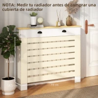 HOMCOM Cubre Radiadores de MDF con 2 Cajones Cubierta para Radiador para Salón Dormitorio Pasillo 111x19x95,5 cm Blanco(m-7)