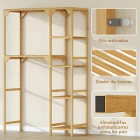 HOMCOM Estantería para Lavadora de Bambú Mueble para Lavadora o Inodoro con Estantes Reversibles y Ajustables Madera Natural(m-7)