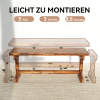 Outsunny 2-Sitzer Gartenbank wetterfest Sitzbank aus Holz Parkbank mit X-Basis  240kg Belastbar 114 x 40 x 46 cm Verkohlt(m-6)