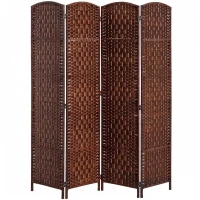 HOMCOM Paravent en bois séparateur de pièce closion de séparation pliable 4 panneaux 180 x 190 cm marron(m-12)