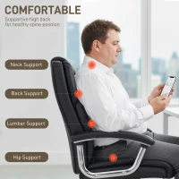 HOMCOM Big and Tall Office Chair 180kg with Spring Cushion, PU Leather - Black(m-5)