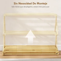 HOMCOM Zapatero Estrecho de Bambú Zapatero Vertical Plegable de 3 Niveles Sin Instalación Natural(m-4)