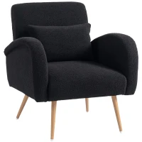 HOMCOM Teddy Fleece Accent Chair - Black(m-10)