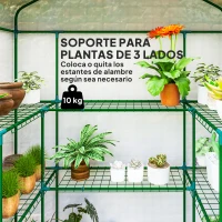 Outsunny Invernadero de 3 Niveles con 1 Puerta 2 Ventanas y Estantes en Forma de U para Cultivo de Plantas 140x73x190 cm Blanco(m-4)