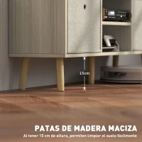 HOMCOM Mueble de TV para Televisores de hasta 50 Pulgadas con 2 Cajones de Tela y Estantes Abiertos Madera y Beige(m-7)