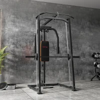 SPORTNOW 3-in-1 Gym Station with 17-level Squat Rack Dual Cable Pulley System Home Strength Training, Black(m-10)