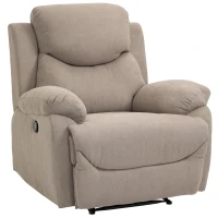 HOMCOM Sillón Relax Reclinable Manual con Reposabrazos y Reposapiés Carga 150 kg para Salón Dormitorio Beige(m-10)