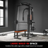 SPORTNOW 3-in-1 Gym Station with 17-level Squat Rack Dual Cable Pulley System Home Strength Training, Black(m-7)