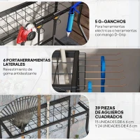 Outsunny Organizador de Herramientas de Jardín Estantería de Almacenamiento de 3 Niveles para Garaje con Ganchos(m-4)