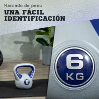 SPORTNOW Pesa Rusa 6 kg Revestimiento de PU y Relleno de Arena para Entrenamiento de Fuerza 20x13x22 cm Violeta y Gris(m-5)