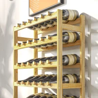 HOMCOM 42-Bottle Wooden Wine Rack - Natural Finish(m-7)