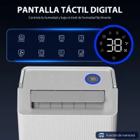 HOMCOM Deshumidificador 35L/Día para 40-90 ㎡ Luz Indicador de Humedad Depósito 5,5 Litros Drenaje Continuo Temporizador 24H(m-7)