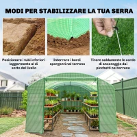 Outsunny Serra a Tunnel con 3 Porte Avvolgibili e 6 Finestrelle, in Acciaio Zincato e PE, 6x3x2 m, Verde(m-8)