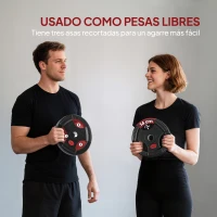 SPORTNOW Discos Pesas Olímpicos Agujero Ø50 mm 2x15 kg con Anillo Interior de Acero Triple Agarre para Mancuernas y Barras Negro(m-4)