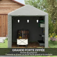 Outsunny Abri de jardin tente de stockage imperméable abri moto porte enroulable fermeture éclair, 160 x 218 x 172 cm, gris clair(m-4)