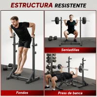 SPORTNOW Soporte para Barras de Pesas con Ancho y Altura Ajustable Rack Musculación con Marco de Acero Carga 150 kg Negro(m-4)