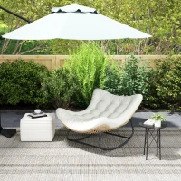 Outsunny Fauteuil à bascule de jardin chaise à bascule en forme d'œuf avec coussin rembourré 98 x 111 x 74 cm crème(m-10)