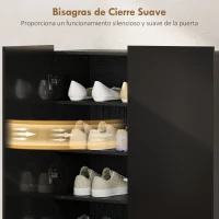 HOMCOM Zapatero Entrada Recibidor con 2 Puertas con Cierre Suave y Estantes Ajustables para 20 Pares de Zapatos Negro Brillo(m-5)