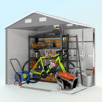 Outsunny Casetta porta Attrezzi con Porte Scorrevoli e 4 Prese d'Aria, in Acciaio e PP 196x236x208 cm, Grigio Chiaro(m-9)