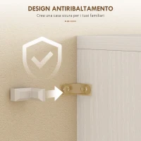 HOMCOM Credenza Cucina con 2 Armadietti e un Cassetto, Mensole Regolabili e Ante in Vetro, 60x35x180 cm, Bianco(m-8)