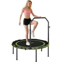 SPORTNOW 40" Foldable Fitness Trampoline Rebounder with Handle, Green(m-10)